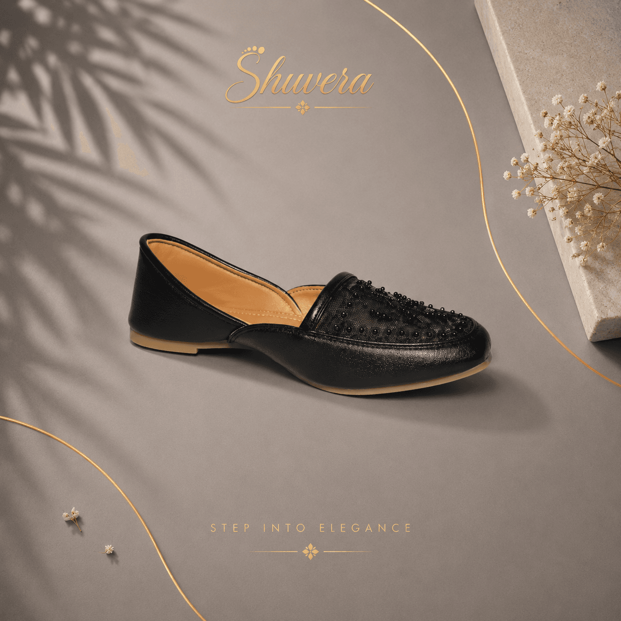 Classic Black Embroidered Jutti — alternate view by Shuvera