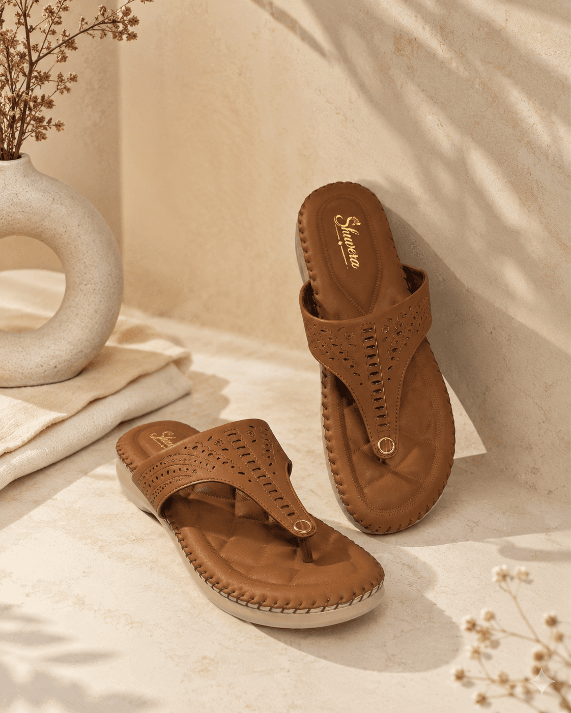 Cushioned Tan Comfort Sandal — Comfort Sandals by Shuvera
